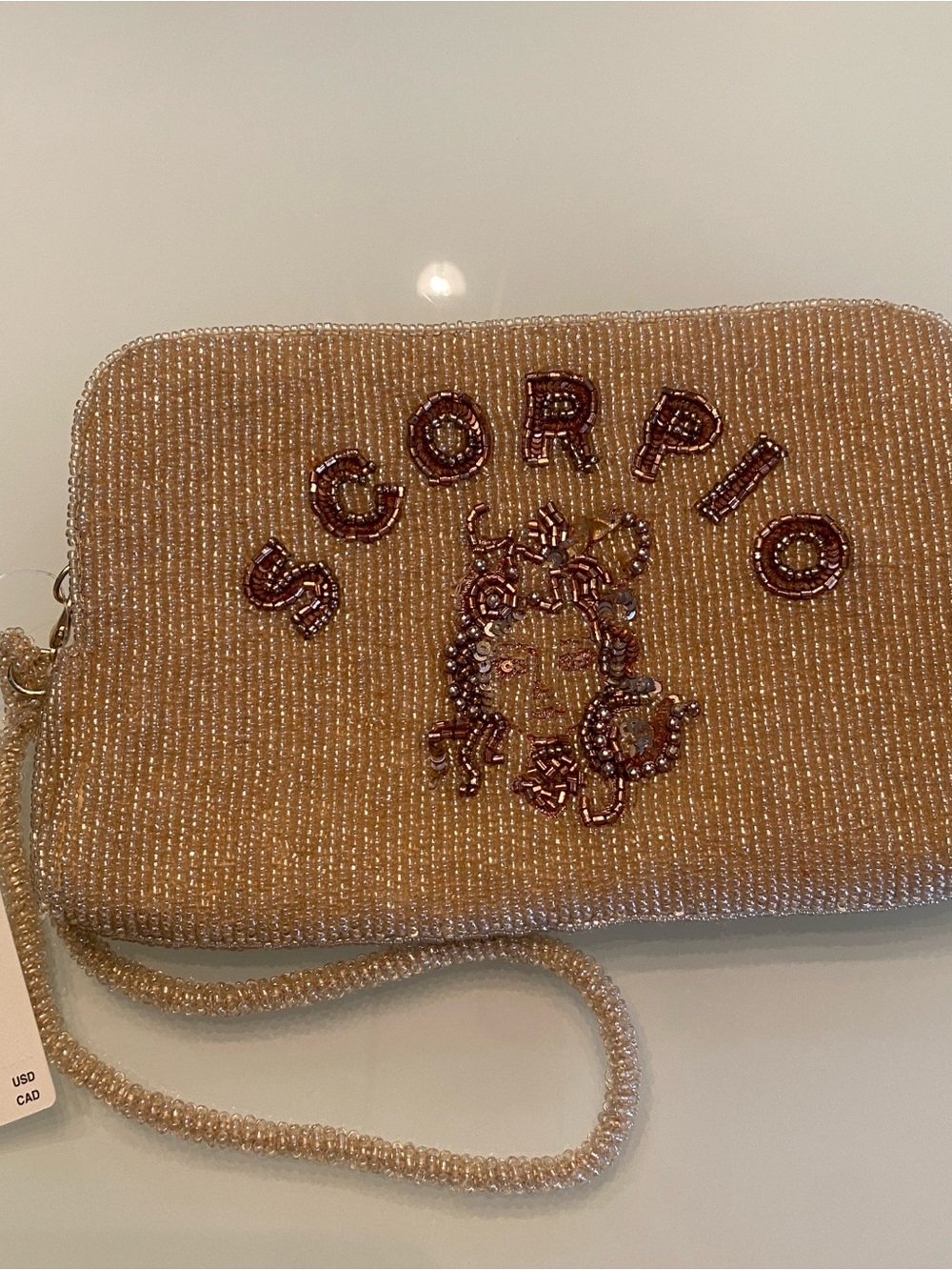 NWT Anthropologie Beaded Scorpio Zodiac Wristlet Clutch Bag Pouch
